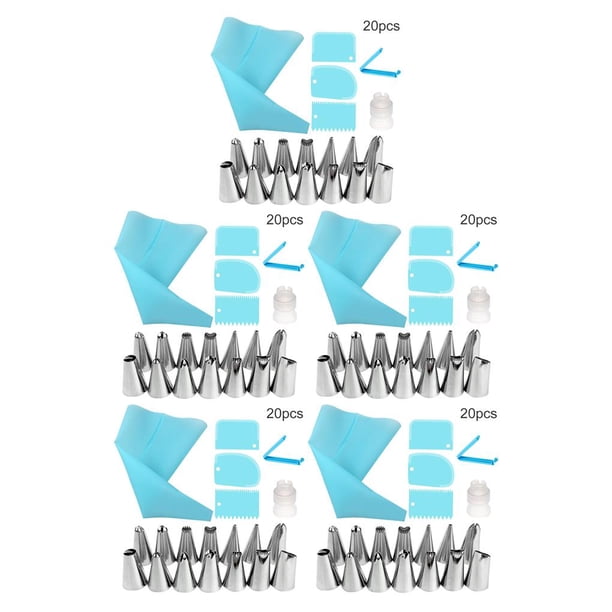 Naiovety 20 unids/set de boquillas para manga pastelera, Kit de manga pastelera de silicona, herramientas de decoración de pasteles, crema para manga Type2 NO2 Naiovety CBP041865