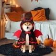 thumbnail image 5 of Halloween Pet Bat Cape Costume, Red Devil Wing & Horn Vampire Outfit, Funny Cosplay Holiday Clothes for Small Medium Dogs Cats, 5 of 7