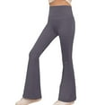 thumbnail image 2 of ZHOGXU Big Kids Girls Flared Yoga Pants High Waist Solid Color Plush Stretch Comfortable Warm Leggings Athletic Workout Trousers Slim Fit Bottoms Grey 9-10 Years, 2 of 7