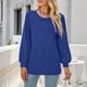 thumbnail image 2 of Blusa de manga larga y cuello redondo para ir de fiesta o de oficina, talla L, color azul, con cordones y mangas abullonadas, 2 of 8