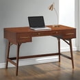 thumbnail image 1 of Pemberly Row 3 Drawer Writing Desk in Walnut and Bronze, 1 of 1