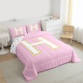 thumbnail image 3 of Feelyou Girly Monogrammed H Bedding Comforter Set for Kids, Chic Abstract Stripes Twin Comforter Sets, Initial Letter Theme Reversible Bedding Set, Ultra Soft Bedroom Decor, 2-Piece, 3 of 8