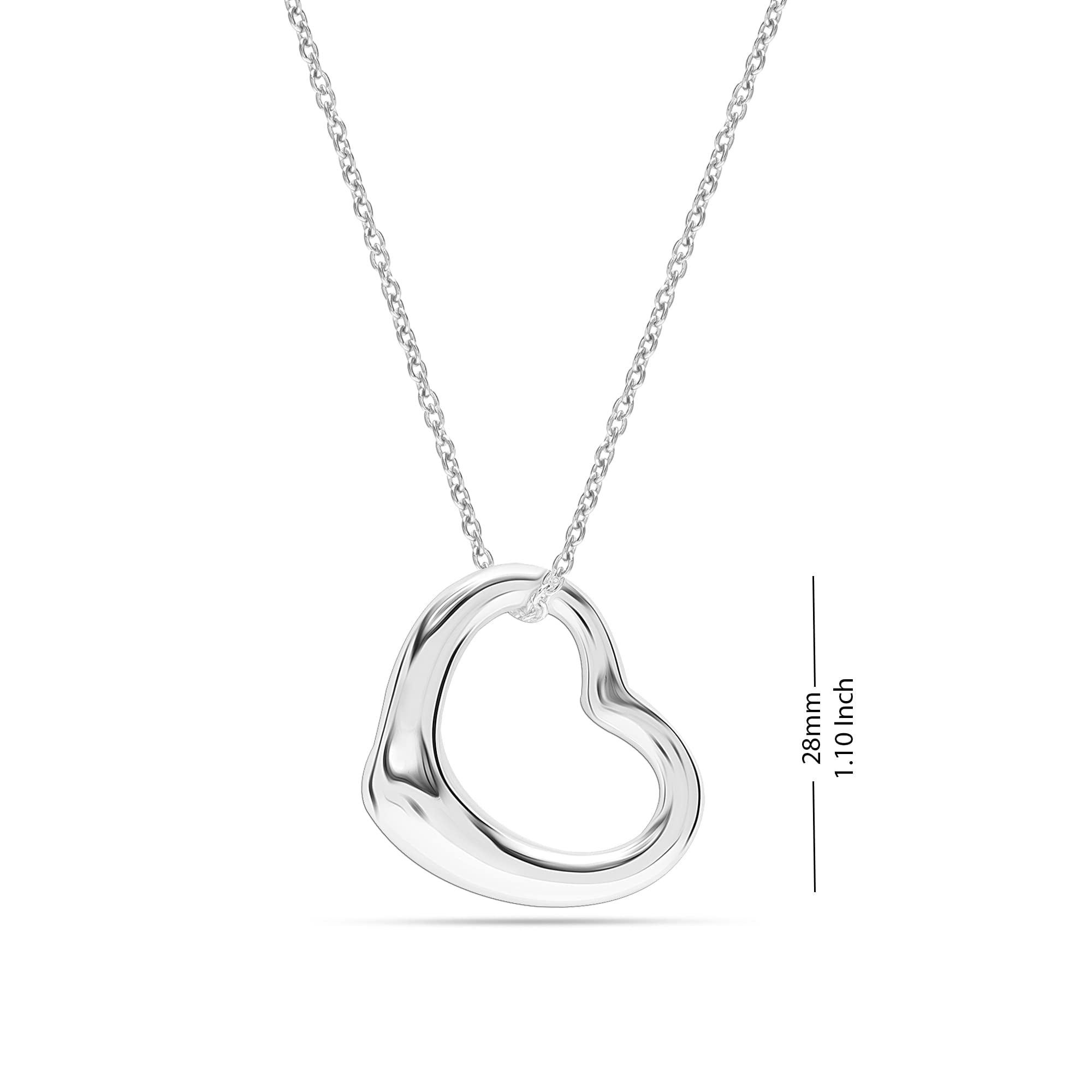 LeCalla 925 Sterling Silver Light-Weight Open Heart Pendant Necklace Jewelry Gifts for Her Women and Teen 18" Inch