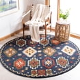 thumbnail image 2 of SAFAVIEH Heritage Damjana Tribal Wool Area Rug, Navy/Red, 6' x 6' Round, 2 of 10