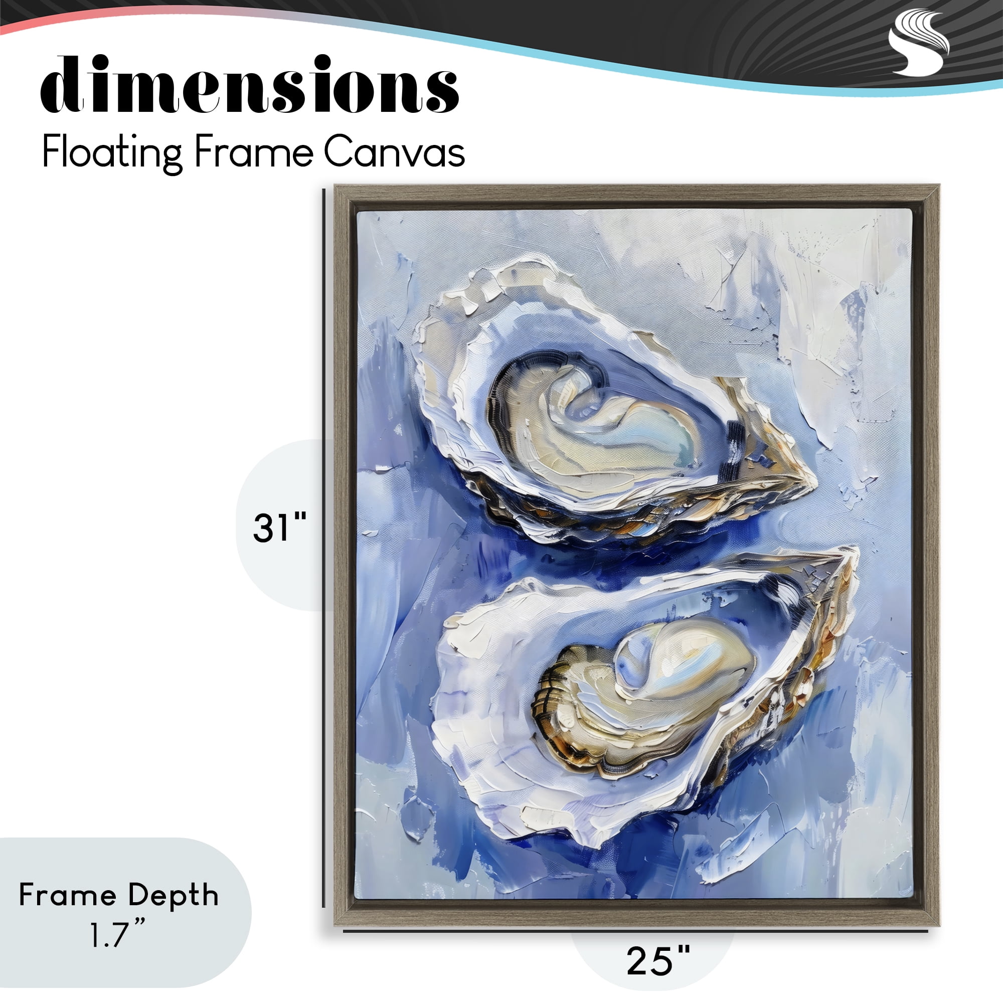 Stupell Industries Oysters On The Half Shell Brown Framed Floater Canvas Wall Art, design by Creative Studio