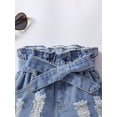 thumbnail image 3 of Baby Girls' Daisy Applique High Waisted Ripped Denim Shorts, 3 of 3