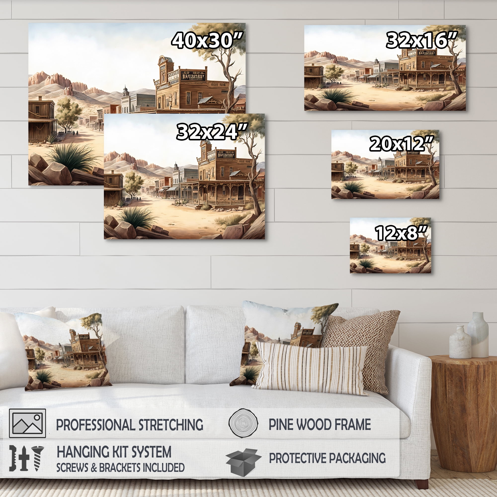 Designart Wild West Town III Canvas Wall Art