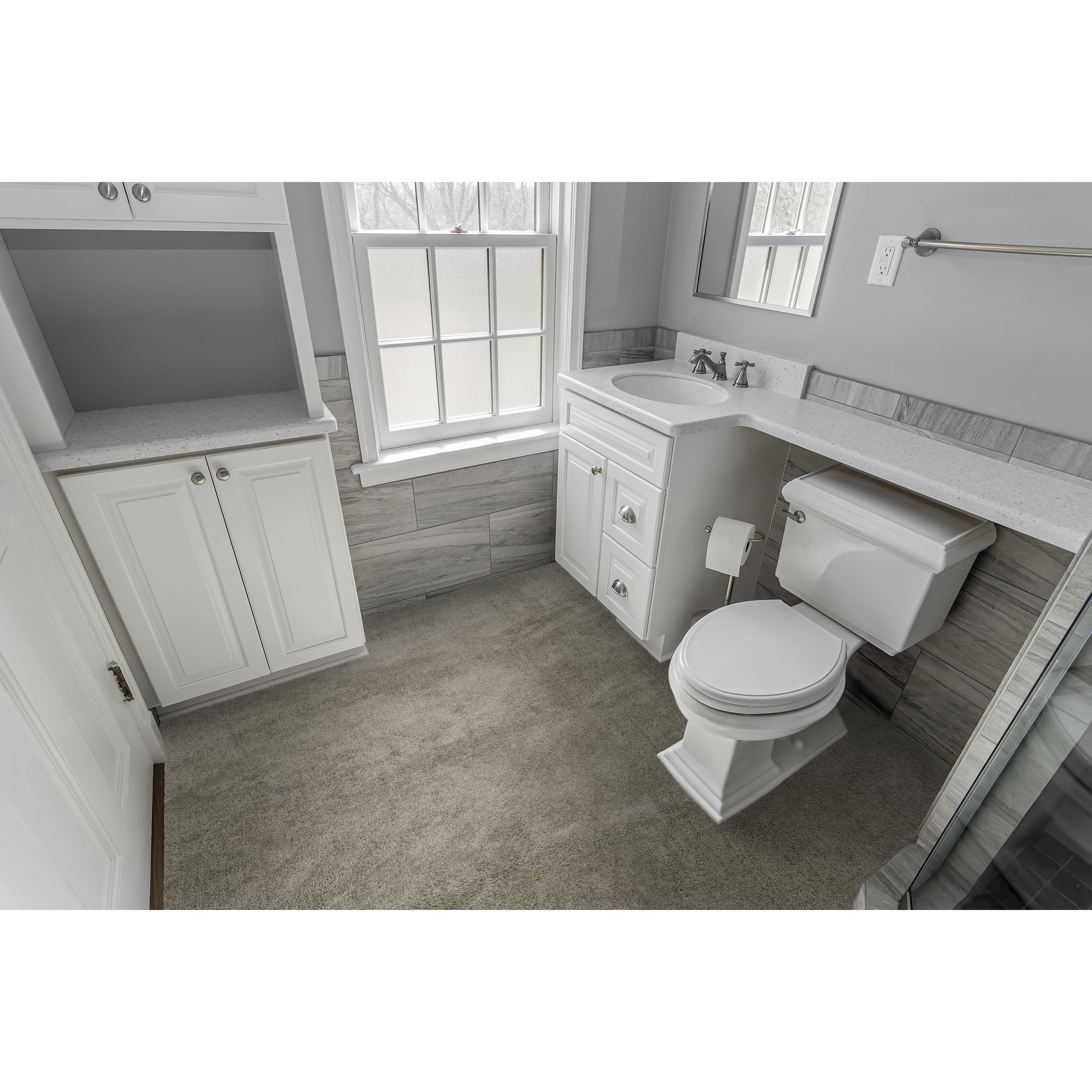 Garland Rug Room Size Washable Nylon Taupe Bathroom Carpet, 5' x 6'