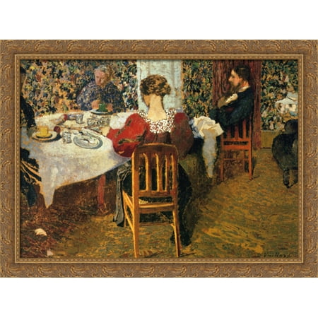 Solid Gold Madam The End of Breakfast at Madam Vuillard 38x28 Large Gold Ornate Wood Framed Canvas Art by Edouard Vuillard ()