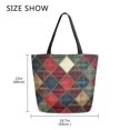 thumbnail image 5 of FORMRS Womens Canvas Tote Bag with Zipper Inner Pocket Shoulder Handbag, Dark Tartan Pattern, 5 of 7