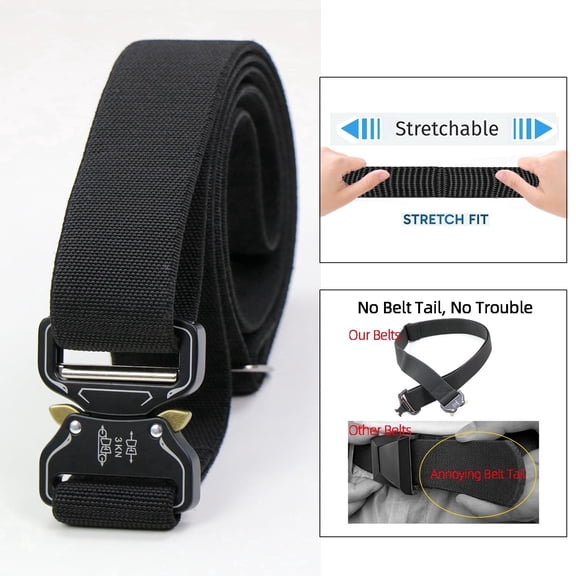 Dutrong Belt for Men with Stretch,1.5" Elastic Nylon High Quality Strap, Hiking Rigger Work l Belt with Heavy Duty Quick Release Buckle