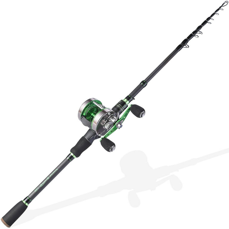 Sougayilang Round Rod and Baitcast Reel Fishing Combo 1.8M/6FT Casting  Telescopic Pole Conventional Reel Set 