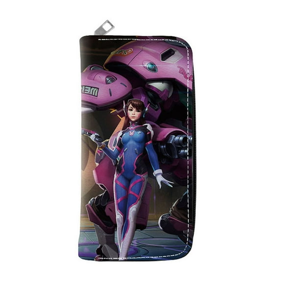 Monedero plegable de piel con diseño de anime para Overwatch, unisex
