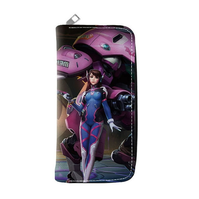 Monedero plegable de piel con diseño de anime para Overwatch, unisex