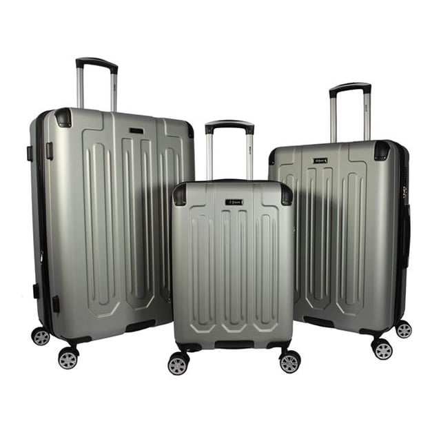 Dejuno 252015DJ-SILVER Tutin Ensemble de Bagages Rigides avec Serrure TSA, Argent - 3 Pcs