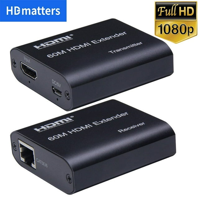QJUHUNG 4K HDMI Extender 120M with Loop Audio 1080P HDMI RJ45 Extender 60M over CAT5e/6