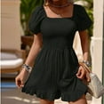 thumbnail image 2 of biudgviw Jumpsuits for Women Ruffle Sleeves Square Neck Short Rompers Flowy One Piece Boho Summer Outfits with Pockets, 2 of 6