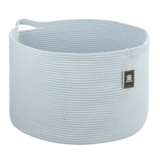 XXL Cotton Rope Basket in Baby Blue (22"x14"), 100 Natural, Nursery