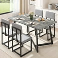 thumbnail image 2 of Legahome Dining Table Set for 4, Modern 5-Piece Faux Marble Dining Set, Compact Rectangle Kitchen Table and Chairs Set for Couples, Small Families, Gray Tabletop + Gray Leather Chairs, 2 of 10