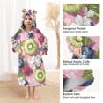 thumbnail image 3 of FORMRS Wearable Blanket Hoodie with Sleeves for Kids Cozy Flannel Sweatshirt, Pink Blueberries, 3 of 7