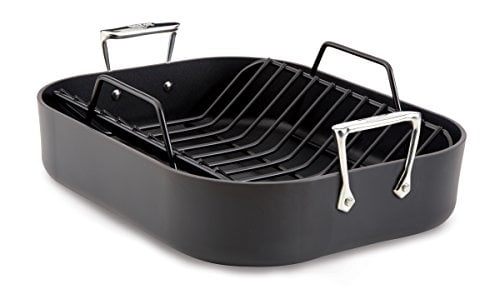 Nonstick 16 In Black Roaster with Rack J145S2 x 13 In Ultimate Hard Anodized 16 Inch x 13 Inch Grey T-fal 