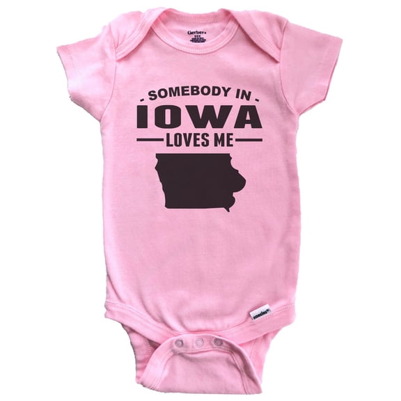 Somebody In Iowa Loves Me Baby Bodysuit - Iowa Baby Bodysuit (Pink)