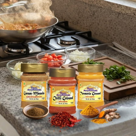 Rani Turmeric Powder, Chilli Powder, Garam Masala 3oz (85g) PET Jar Combo Pack of 3 ~ All Natural | 100% Pure, Salt Free | Vegan | Gluten Friendly | NON-GMO | Indian Origin