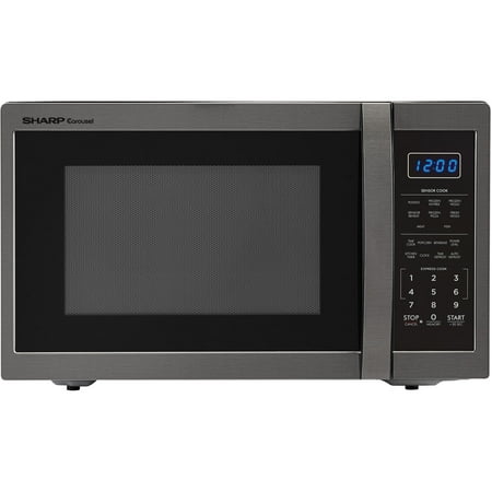 Sharp Carousel 1.4 Cu. Ft. 1100W Countertop Microwave Oven in Black Stainless Steel