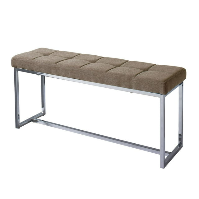 CorLiving Huntington Chrome Base Rectangular Fabric Bench