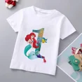 thumbnail image 3 of Camiseta de algodón con estampado de princesa sirena para niñas de la marca Disney, ropa de princesa Ariel, top de dibujos animados para niños de 1 a 9 años, regalo de cumpleaños para niños, 3 of 5