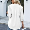 thumbnail image 5 of Women's 3/4 Sleeve V Neck Casual Blouses Solid Comfy Elegant T Shirts Pullovers Loose Fit Tops White,XL, 5 of 8