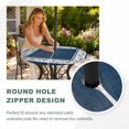 thumbnail image 4 of Round Outdoor Tablecloth with Umbrella Hole and Zipper, Navy Blue Spring Floral Tablecloth with Elastic Waterproof, Vintage Elegant Summer Botanical Patio Table Covers for 55" - 60" Pool Tables, 4 of 9