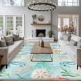 thumbnail image 3 of Large Area Rugs for Living Room Bedroom, Teal Red Coastal 5'x8' Rug Washable Carpet Runner Indoor Outdoor, Nautical Seahorse Beach Coral Starfish Non Slip Floor Mats Rug for Kitchen, Bathroom, 3 of 8
