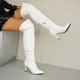 thumbnail image 4 of Womens Tall Boots Winter Casual Knee High Boots Solid Color Pointy Toe Side Zipper Stiletto Heel Dressy Long Boots for Party Daily Wear, 4 of 8