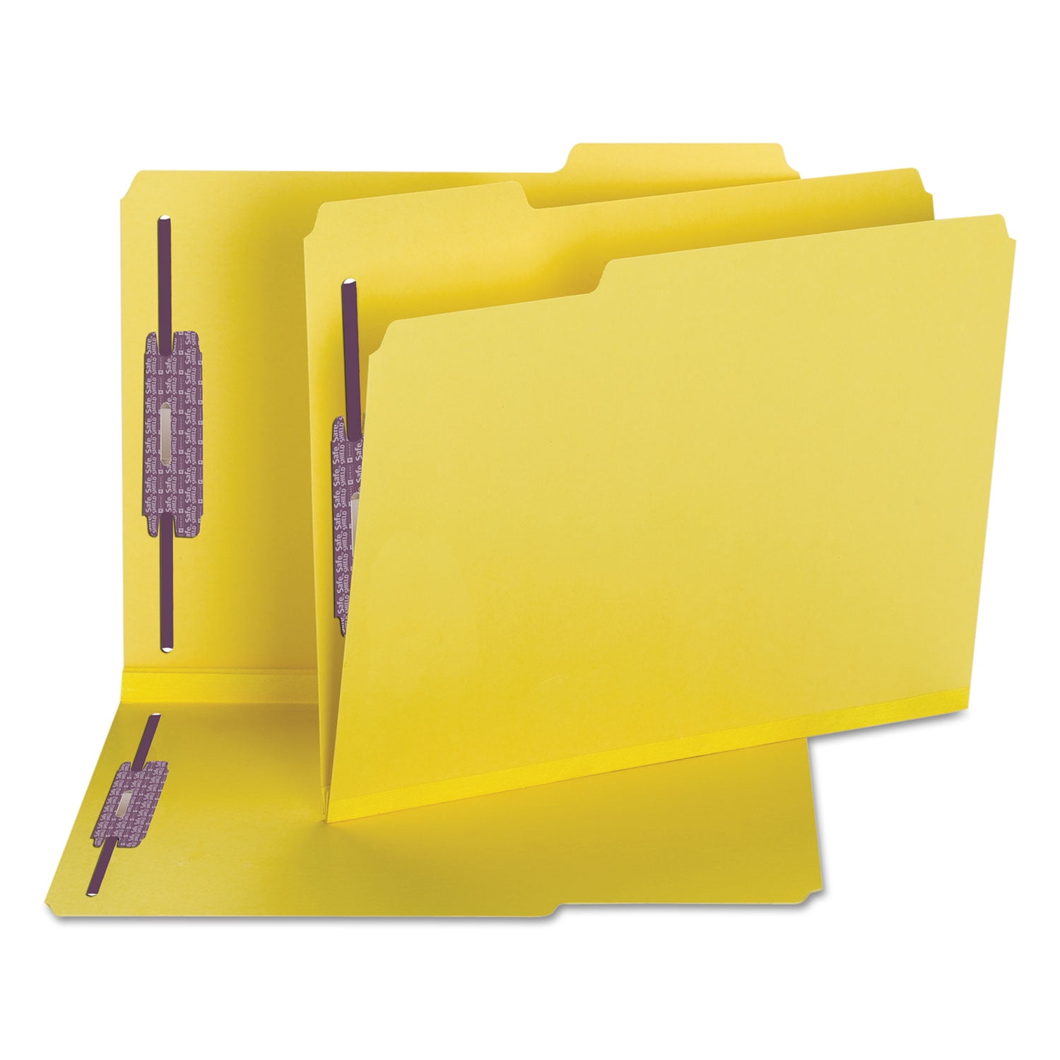 Smead 14939 Colored Pressboard Fastener Folders, Letter, 1/3 Cut, Yellow, 25/Box