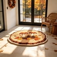 thumbnail image 5 of Zynviq Mushroom Area Rugs 23.6" X 23.6" Thanksgiving Throw Rug Polyester Round Washable Multicolor Small Rug for Couch, 5 of 6