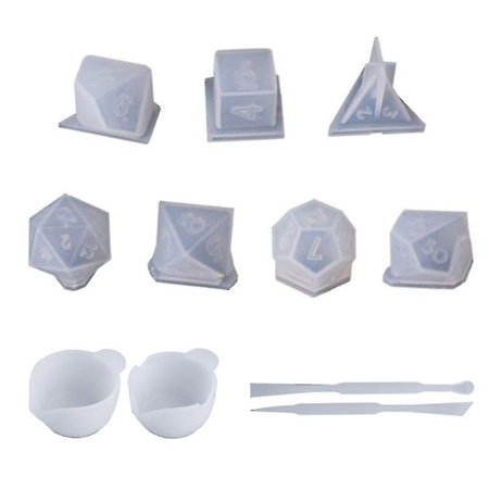 Fillet Mold 11pcs/set Dice Resin Mold Moulds Multi-spec Digital Game Dice Fillet ...