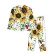 thumbnail image 2 of Kll Sunflowers Leaves And Birds Print Women'S Long Sleeve Pajamas With Pants Sleepwear Loungewear 2 Set-X-Large, 2 of 9