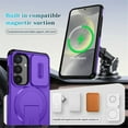 thumbnail image 3 of Case for Samsung Galaxy S24 5G / S25 5G 6.2" with Invisible Fold Holder Stand, Magnetic Wireless Charging,Sliding camera casing,Shockproof Dropproof Tough Rugged Protective Case Cover,Purple, 3 of 10