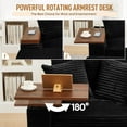 thumbnail image 3 of Muumblus Oversized Living Room Chair with Bluetooth Speaker, Ottoman, Rotating Table Board & USB, Cozy Indoor Lounge Reading Armchair, Black Corduroy, 3 of 11