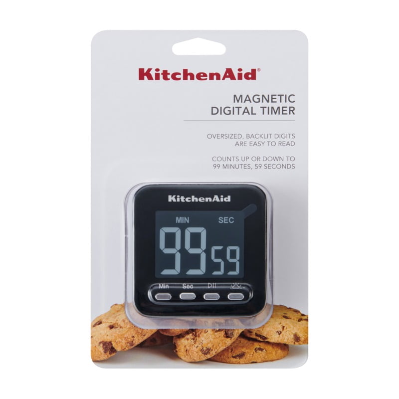 KitchenAid Digital Single Event Magnetic Timer, Cooking, Classroom, Egg Timer, Black, KQ912