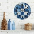 thumbnail image 3 of Yayeee 10" Wall Clock Battery Operated Quartz Round Silent Non-Ticking Home Decor,Blue and Gray Plaid Pattern, 3 of 6