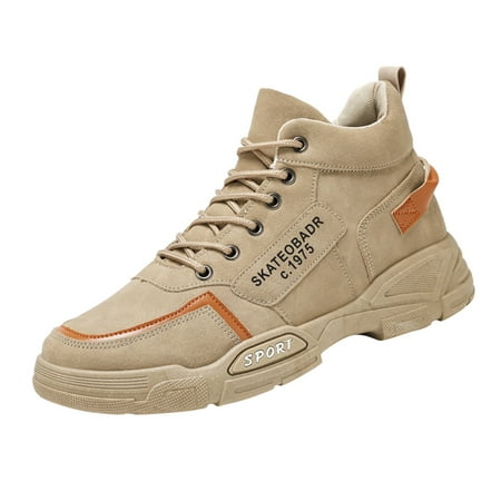 KELINFONG Men s Shoes Winter Snow Shoes Furry Lined Warm Work Casual Shoes Lace up Outdoor Sneakers