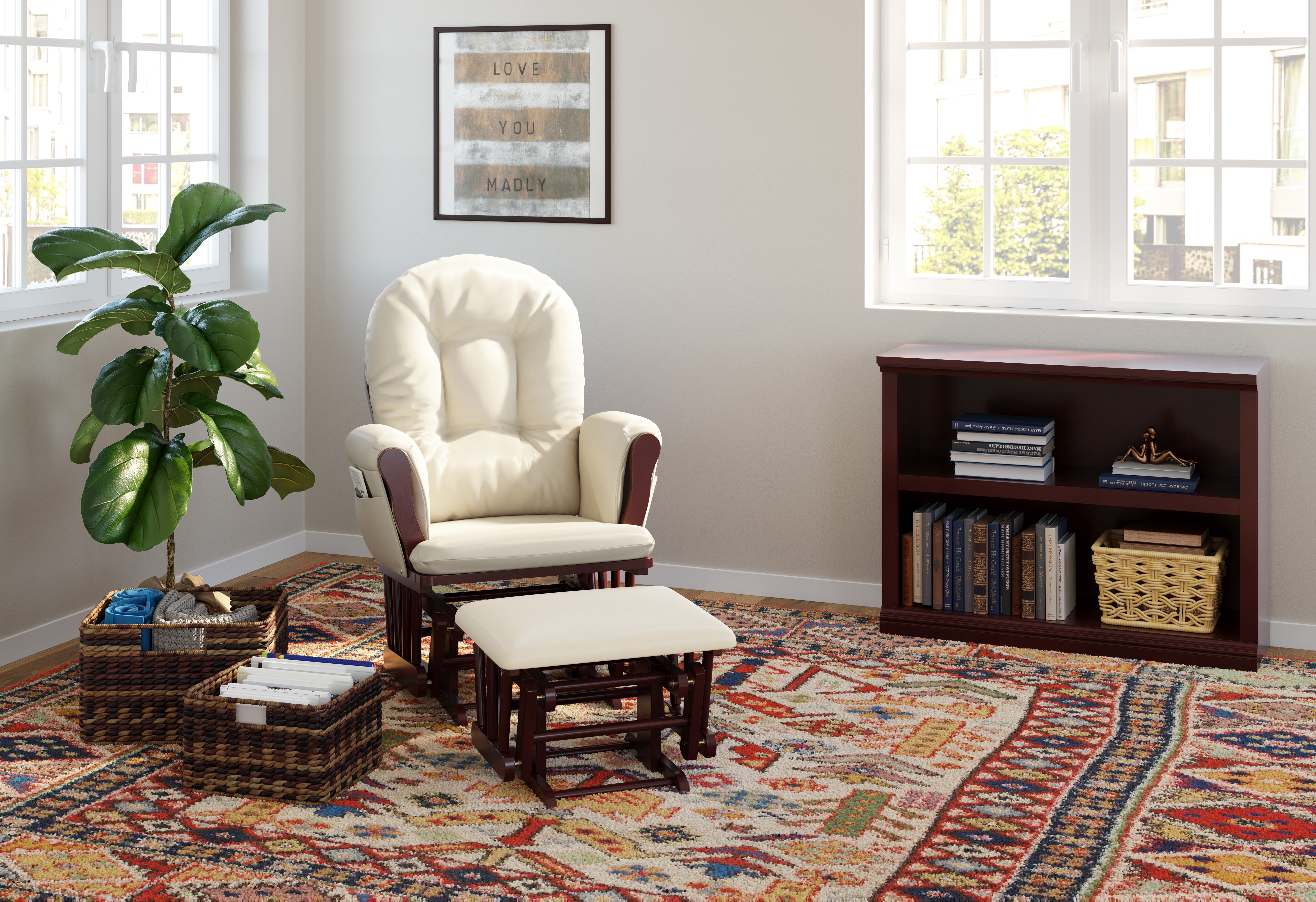 Storkcraft Hoop Nursery Glider with Ottoman, Cherry with Beige