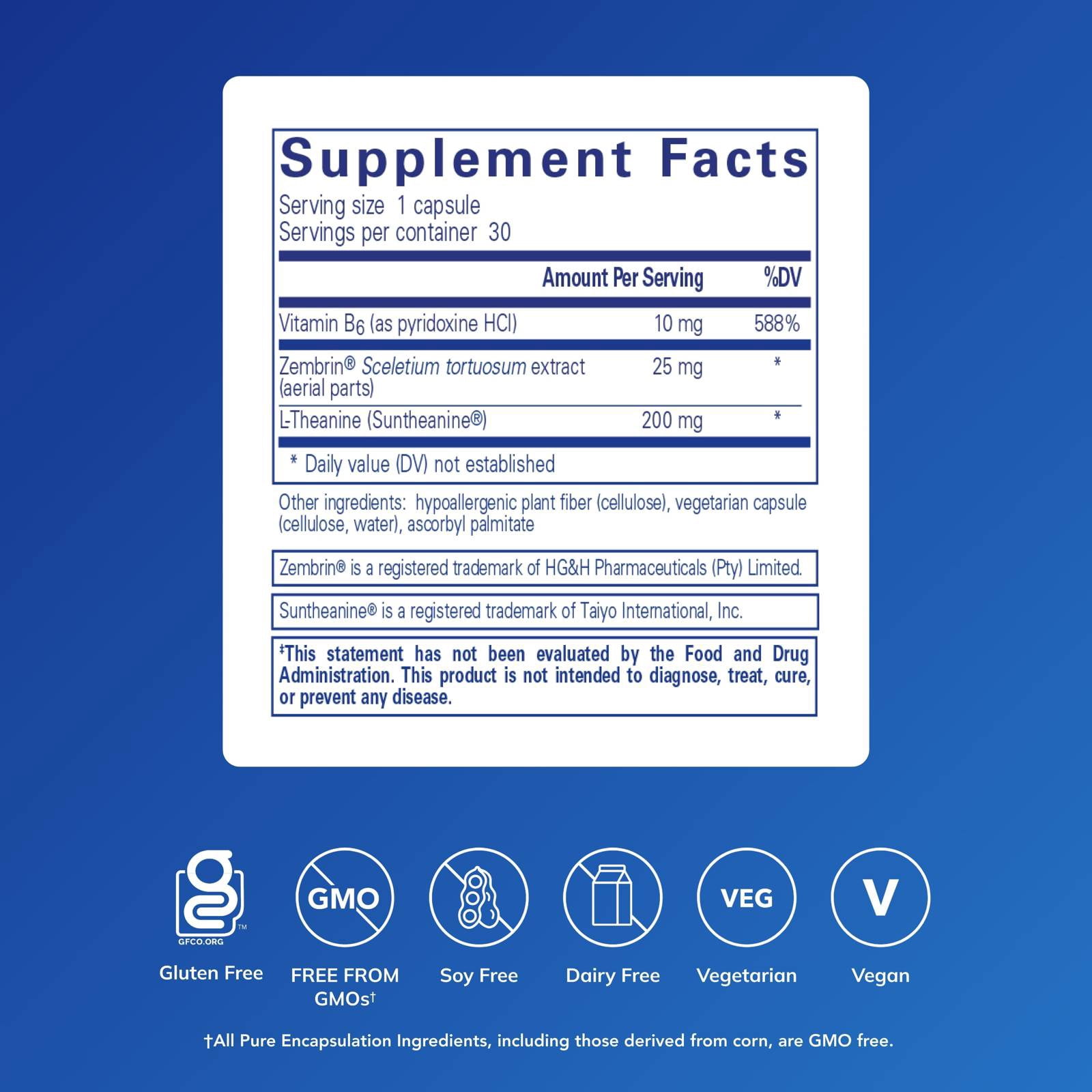 Pure Encapsulations Rapid Calm - Stress & Sleep Support Supplement - Contains Vitamin B6, Zembrin & Suntheanine L-Theanine - Non-GMO, Gluten-Free & Vegan - 30 Capsules