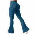 thumbnail image 2 of Womens Flare Leggings High Waisted Cargo Yoga Workout Leggings Scrunch Butt Lifting Legging Tummy Control Bootcut Pants Royal Blue L, 2 of 4
