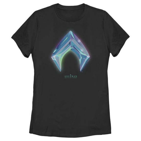 Women's Aquaman and the Lost Kingdom Shiny Emblem  Graphic Tee Black Small