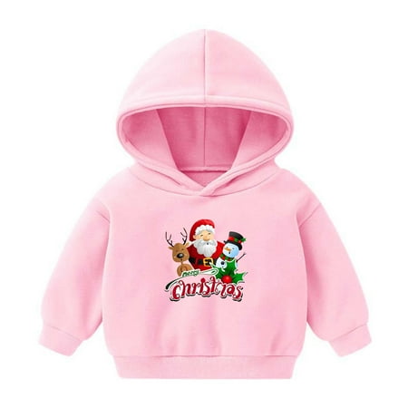 

Lovskoo 2-7 Years Baby Clothes Christmas Toddler Baby Boy s Girl s Hoodie Children s Casual Print Fleece Lined Sweatshirt for The Baby Gift Pink