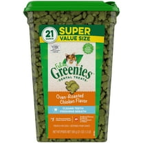FELINE GREENIES Adult Dental Cat Treats, Oven Roasted Chicken Flavor, 21 oz Tub