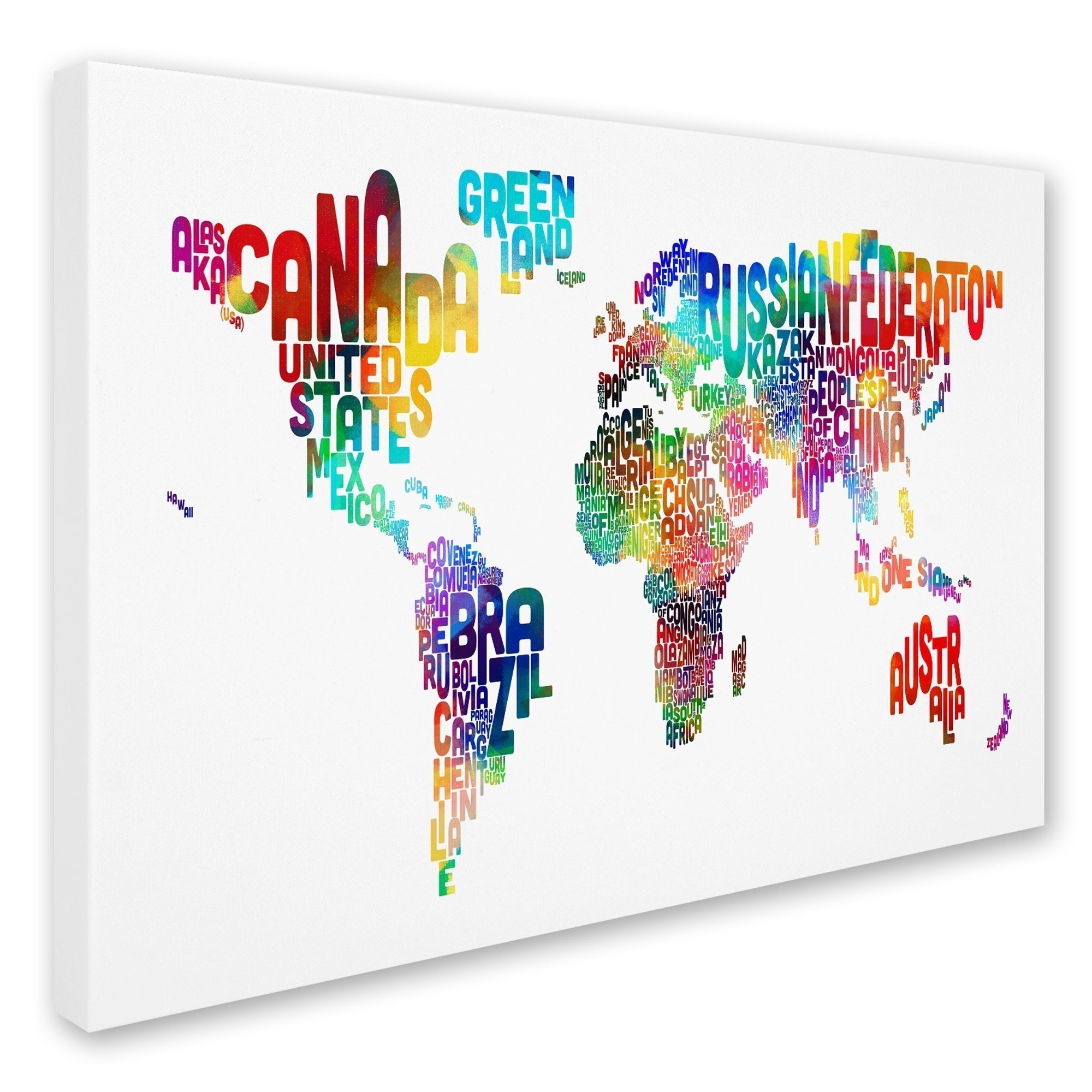 Trademark Art 'World Text Map' Canvas Art by Michael Tompsett